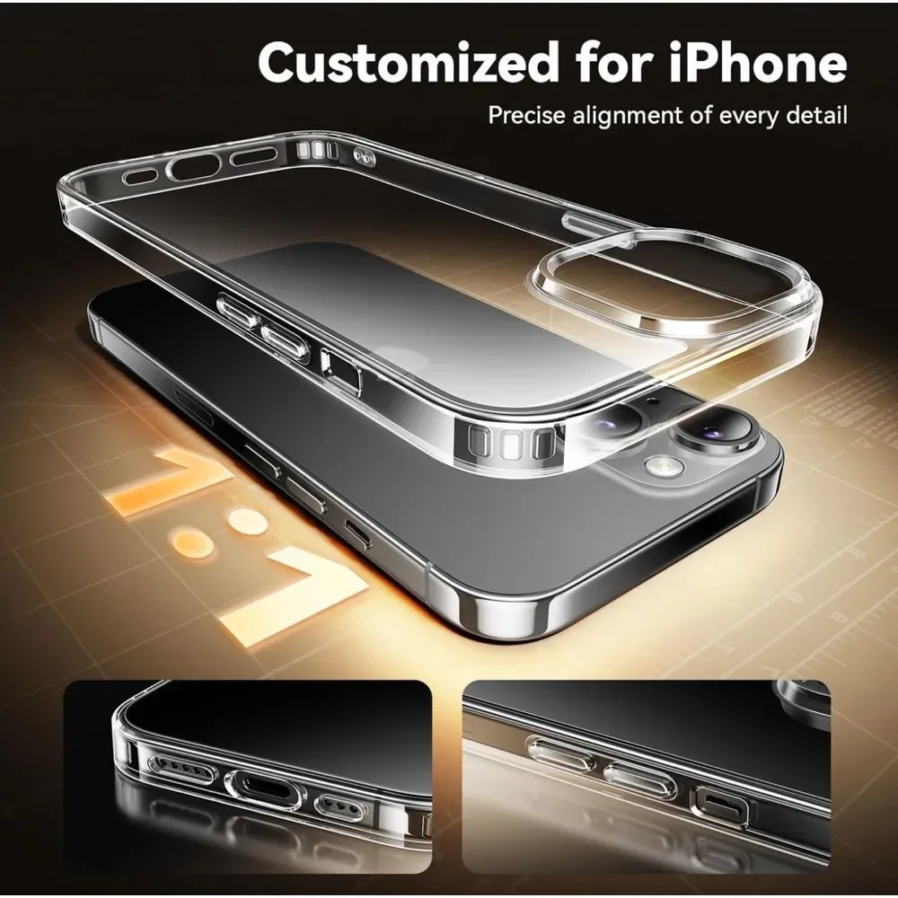 Diamond Clear for Iphone 15 Case with 2X Screen Protector + 2X Camera Lens Prote